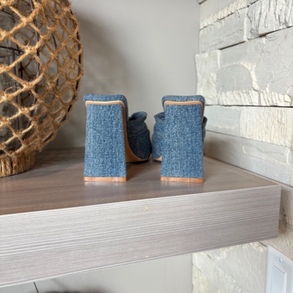 Slip-on Indigo Denim Heels - 4 inch - Picture 4 of 7